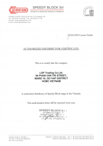 Chứng nhận đại lý SPEEDY BLOCK tại Việt Nam, Speedy Block products