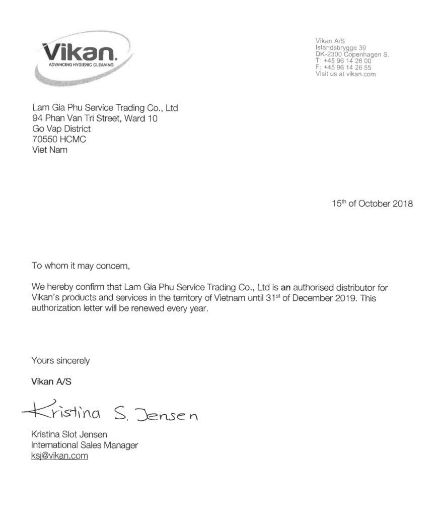 Chứng nhận đại lý VIKAN tại Việt Nam